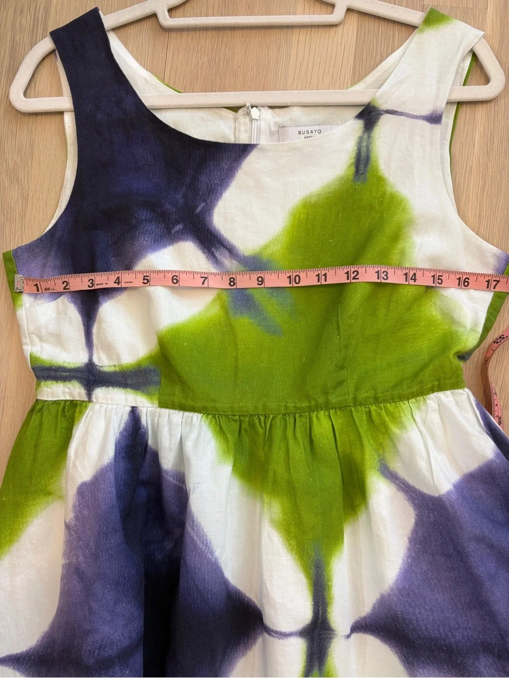 Busayo Tie-Dye Green & Purple Cotton Linen Sundress SZ 10